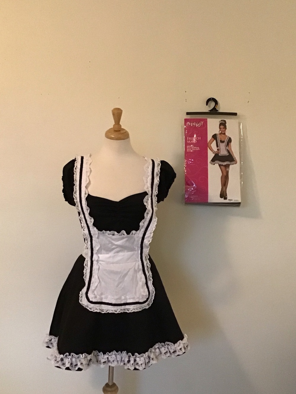 Spirit Black and White Lace-Trim French Maid Costume Dress